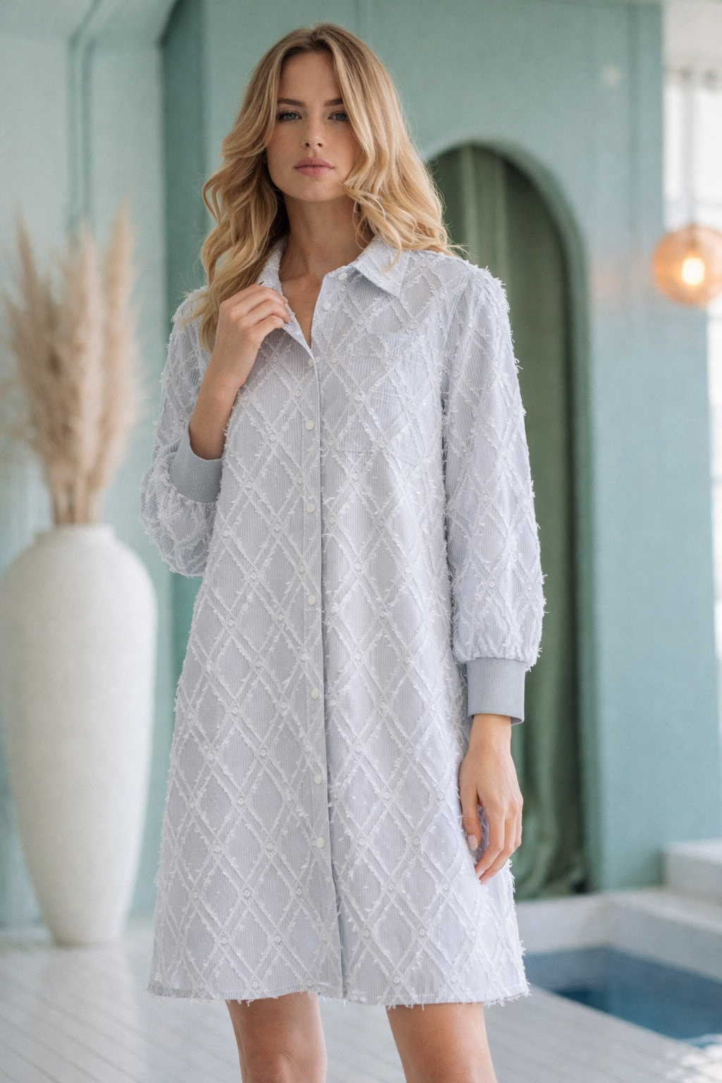 Jadea Textured Shirt Dress