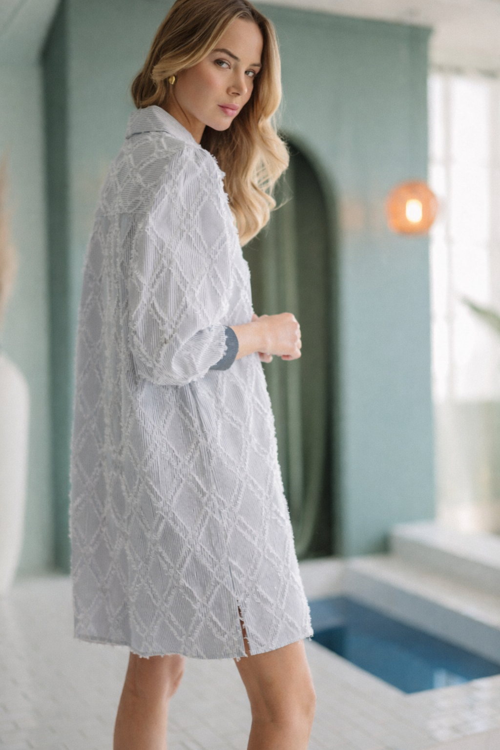 Jadea Textured Shirt Dress