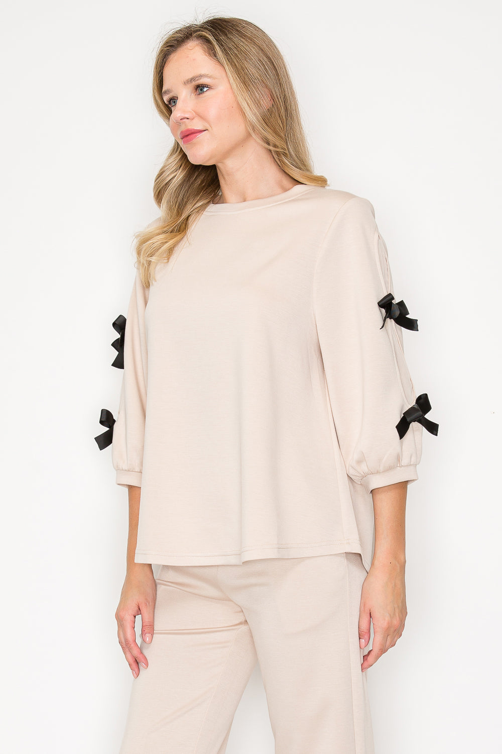 Fatimah Knit Top with Ribbons