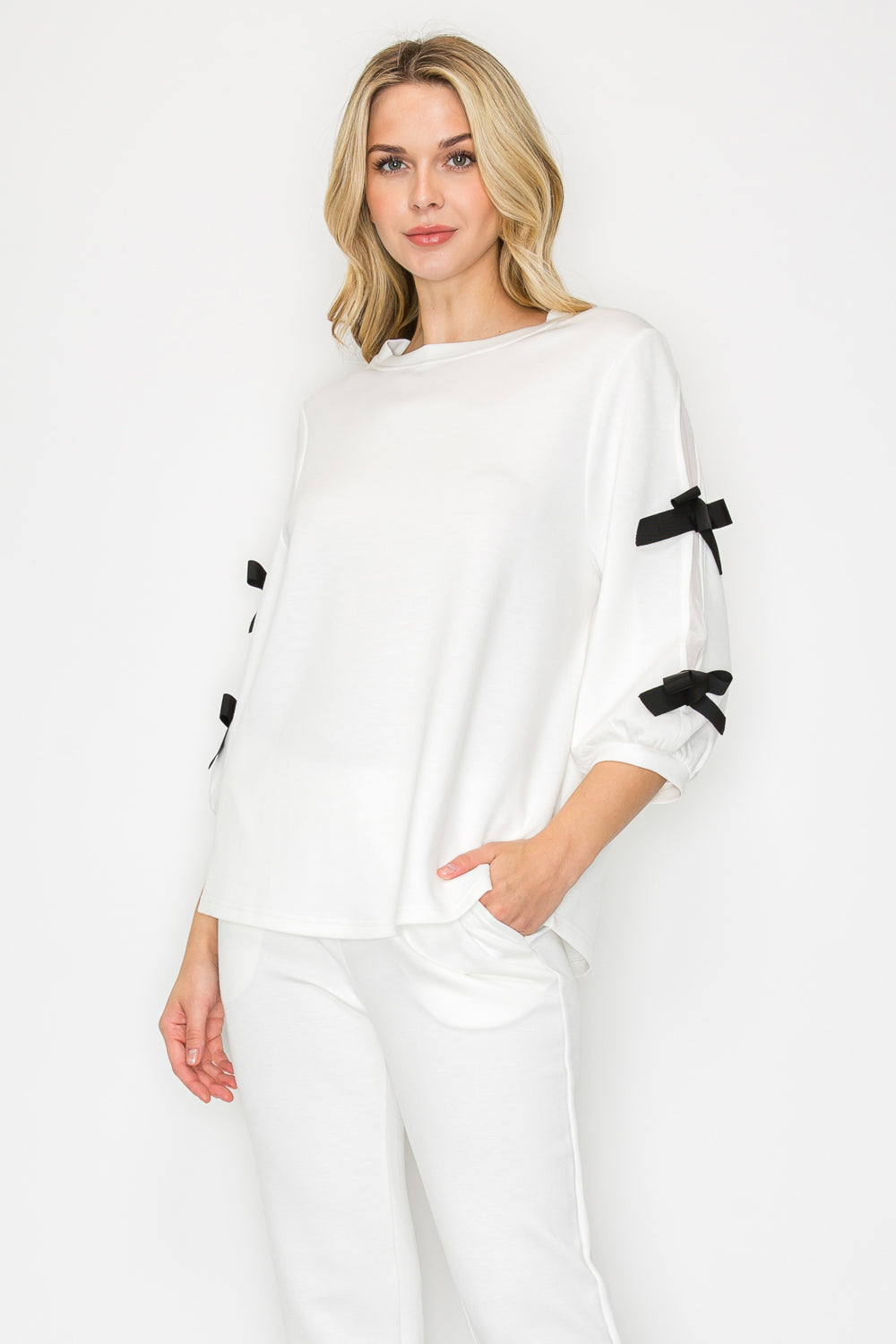Fatimah Knit Top with Ribbons