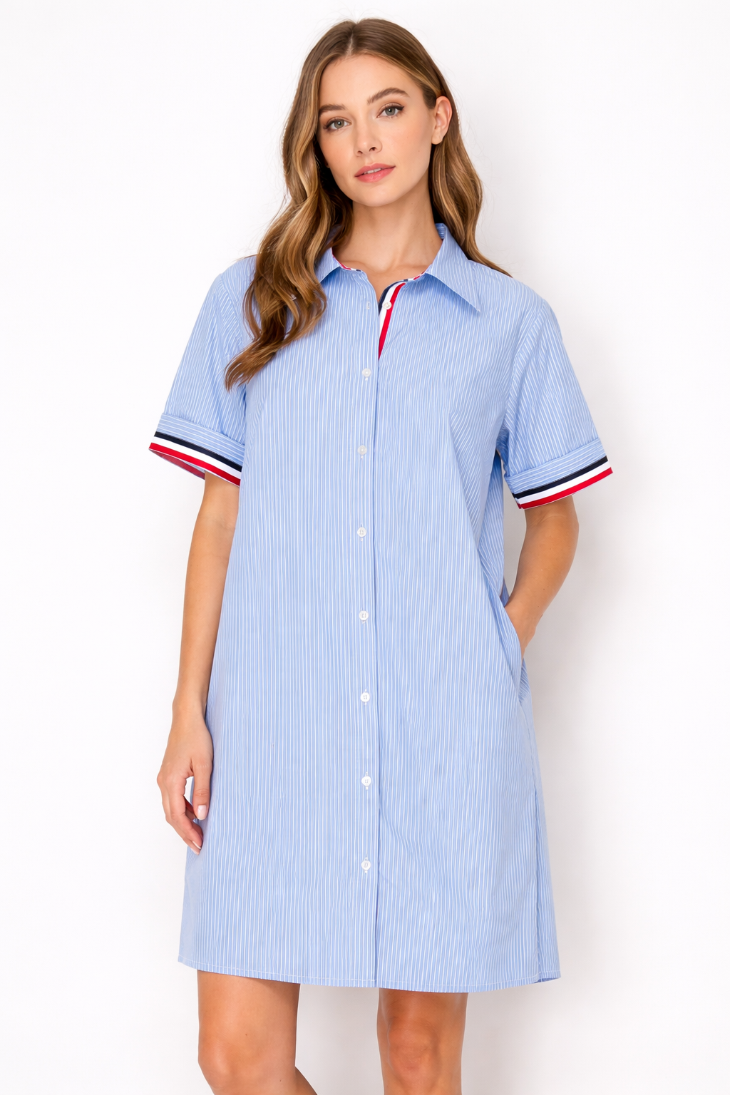 Jordan Woven Cotton Dress with Stripes