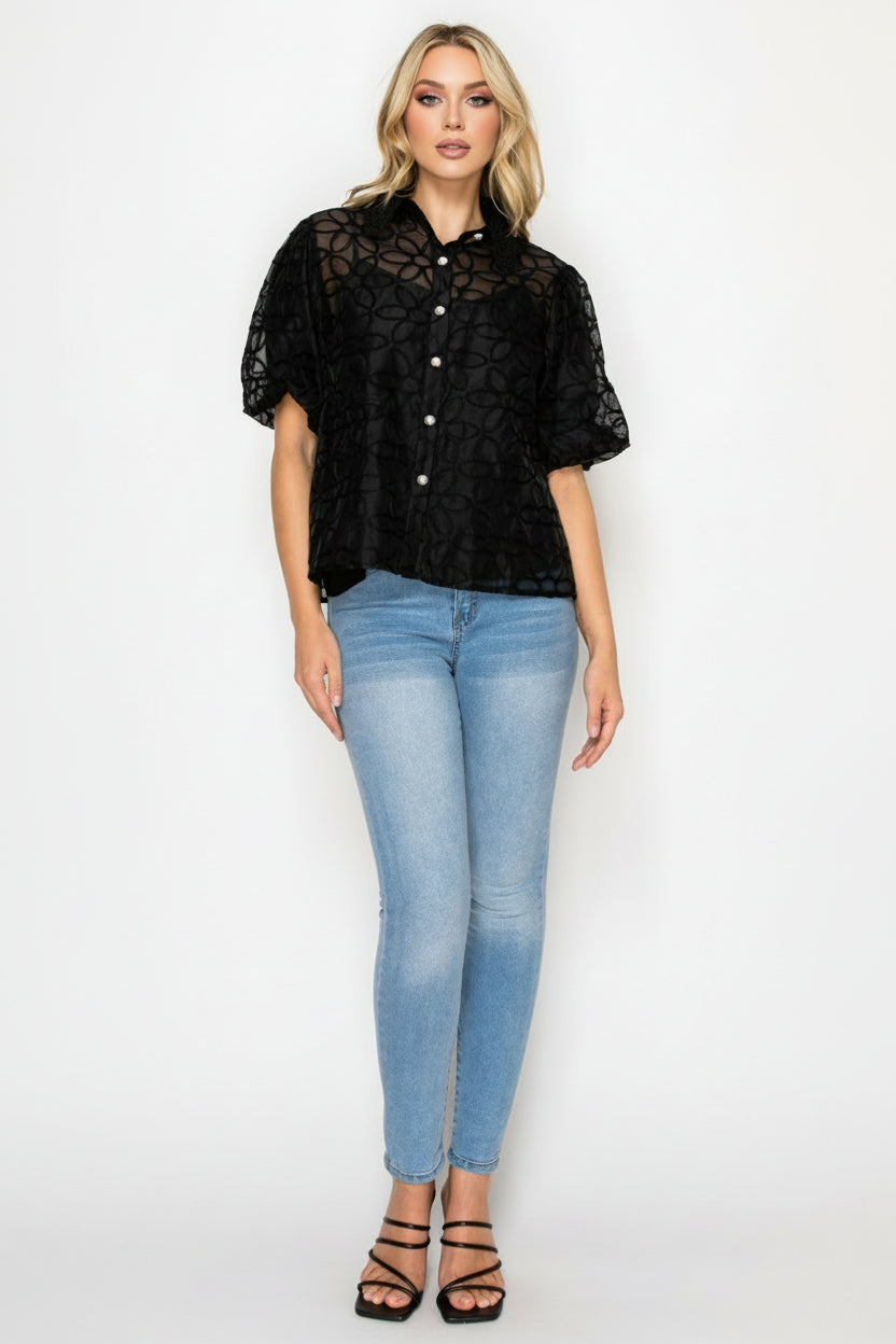 Jarytzy Sheer Chiffon Top with Inside Tank