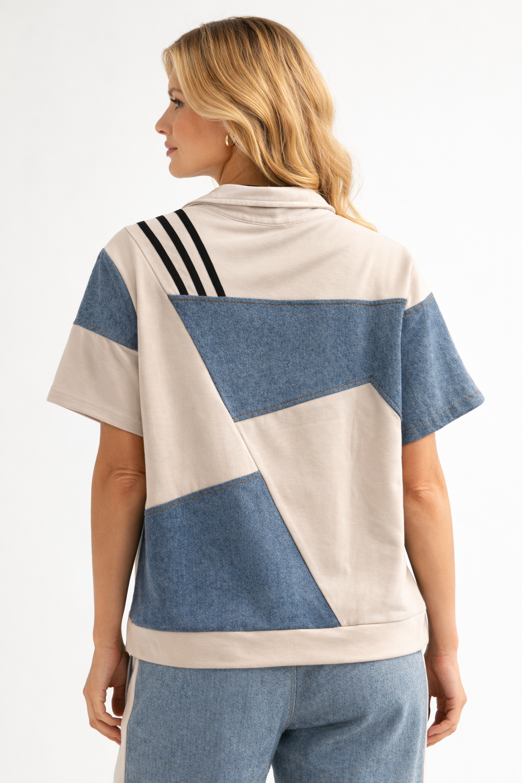 Deborah Top With Denim Contrast