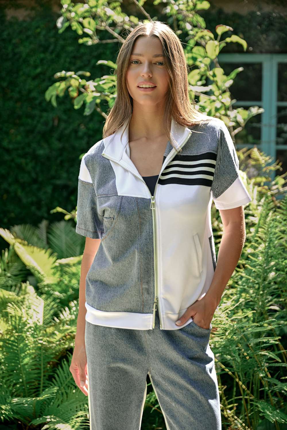 Deborah Top With Denim Contrast