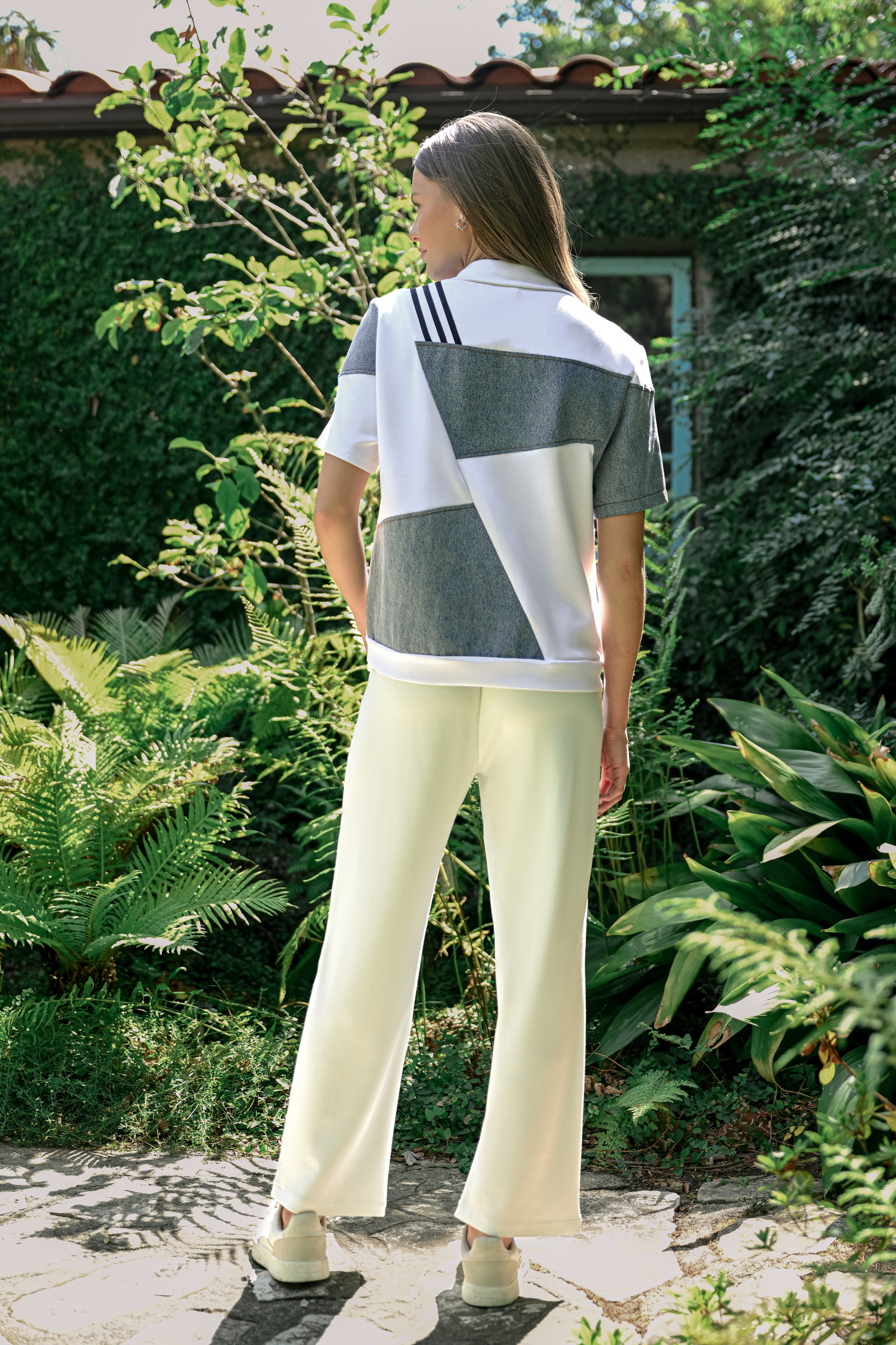 Deborah Top With Denim Contrast