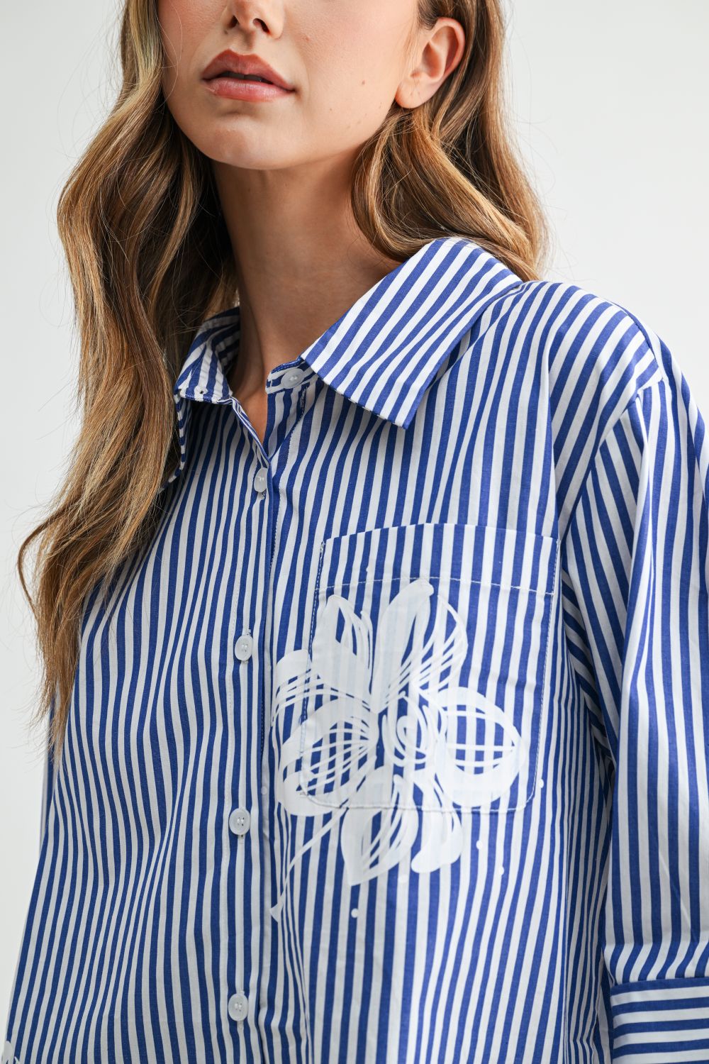 Janice Top with Stripes & Flower Print