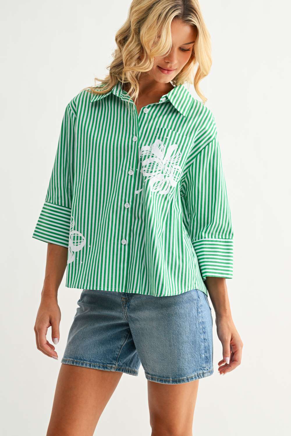 Janice Top with Stripes & Flower Print