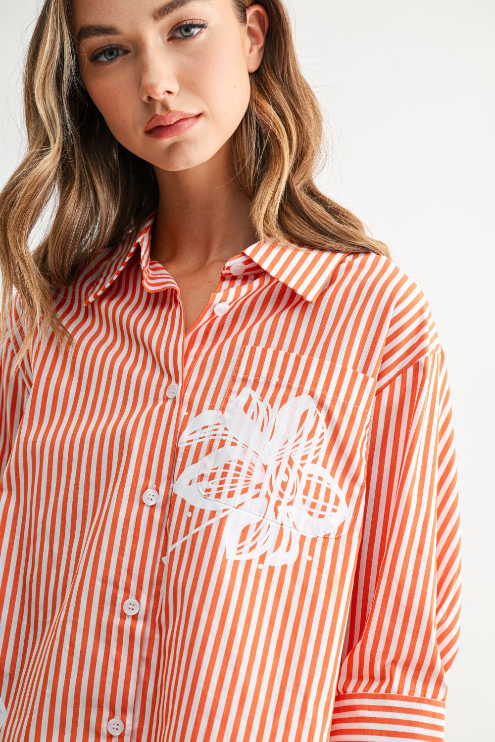 Janice Top with Stripes & Flower Print