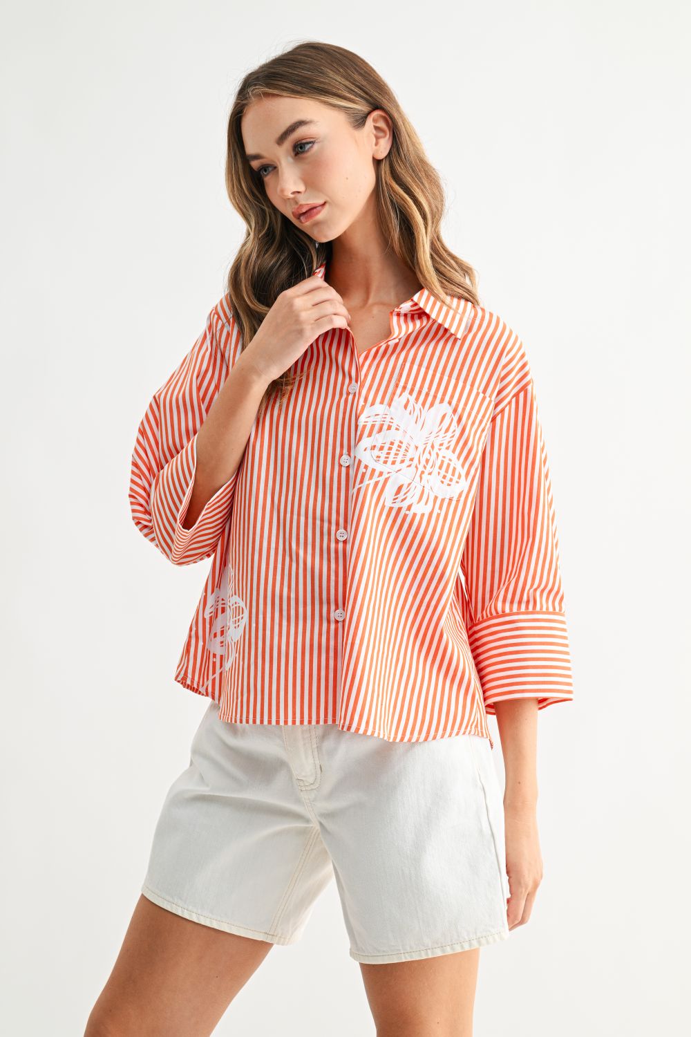 Janice Top with Stripes & Flower Print