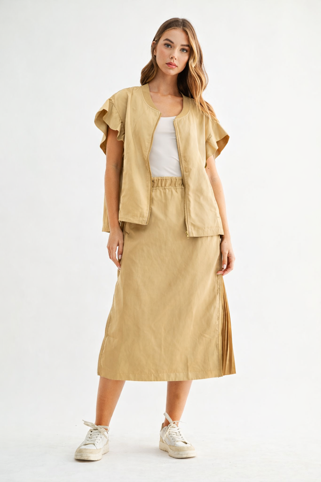 Jelani Skirt with Pleated Zipper Sides