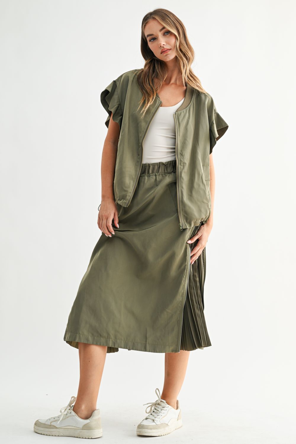 Jelani Skirt with Pleated Zipper Sides