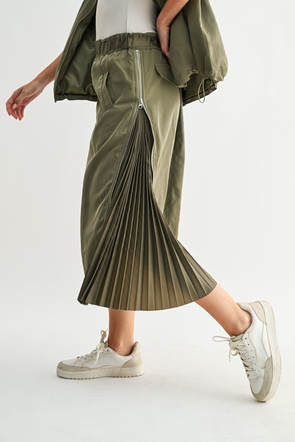 Jelani Skirt with Pleated Zipper Sides