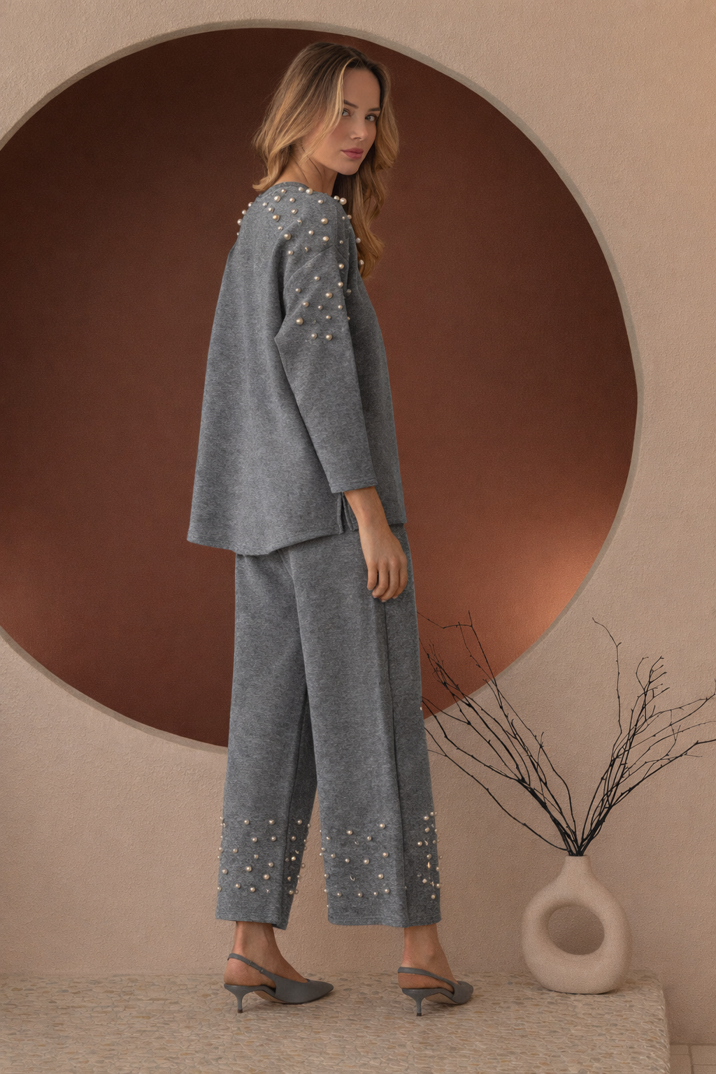 Faith Stretch French Scuba Pearl Pant
