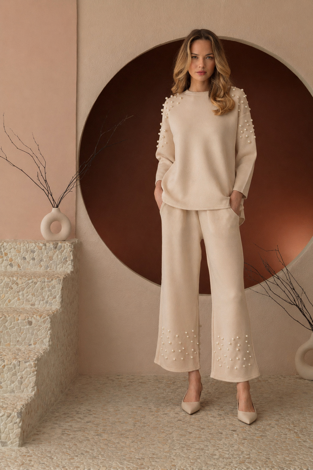 Faith Stretch French Scuba Pearl Pant