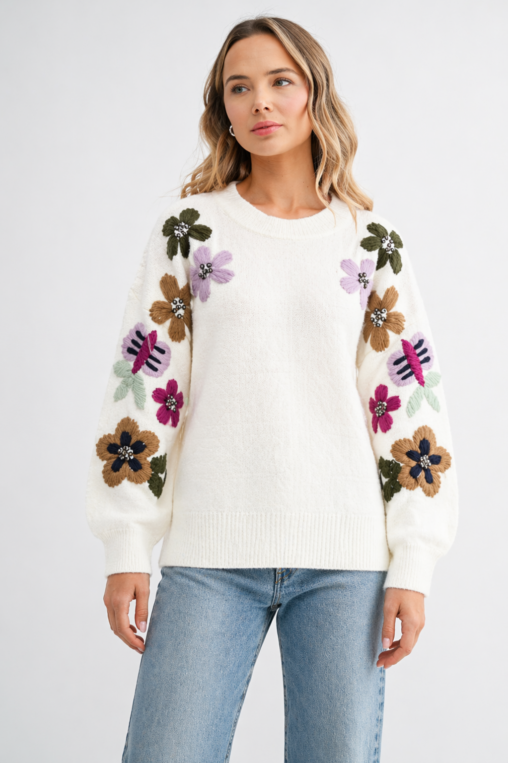 Scout Knitted Crochet Flower Sweater