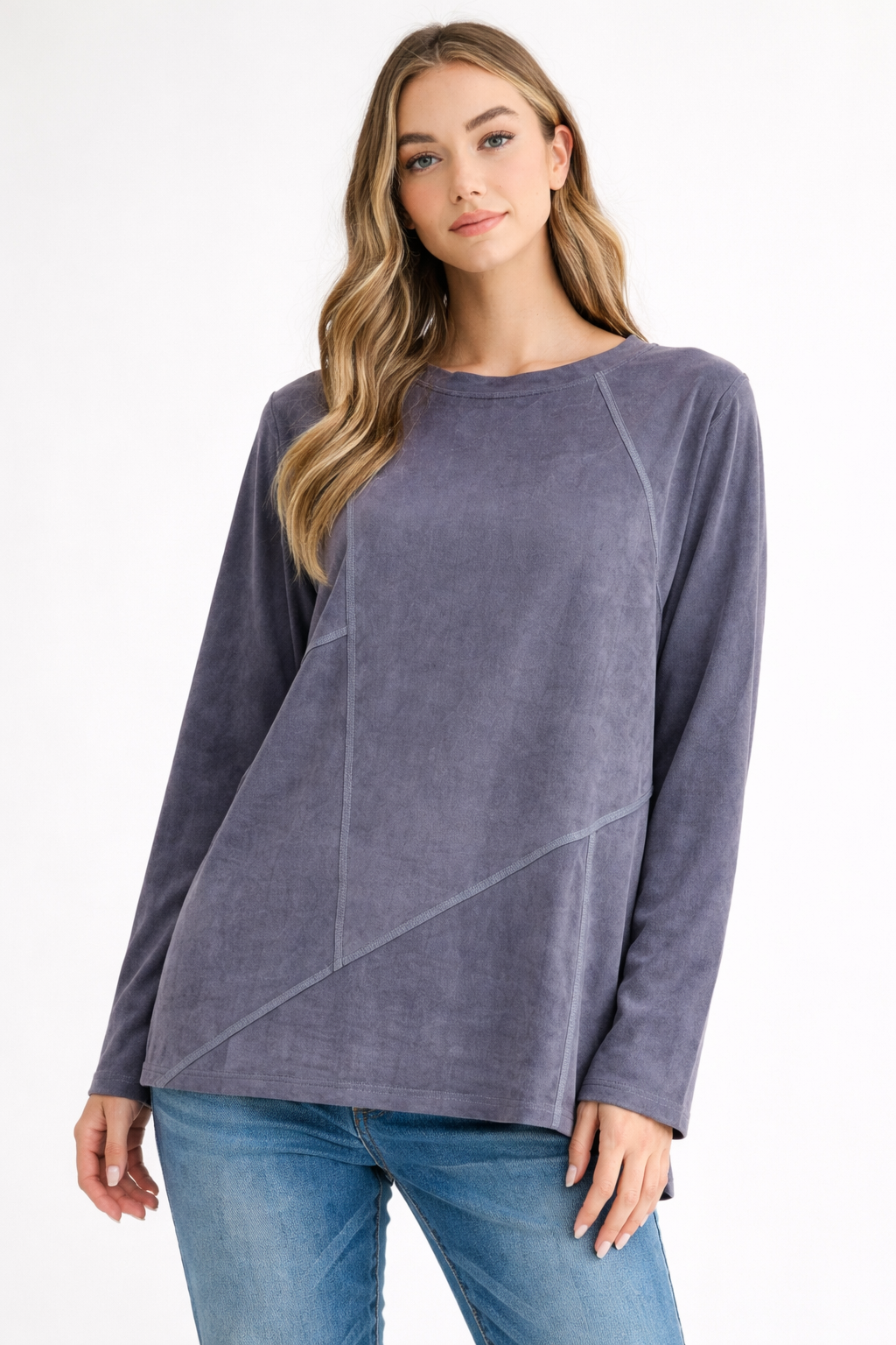 Aldis Stretch Suede Stitched Top