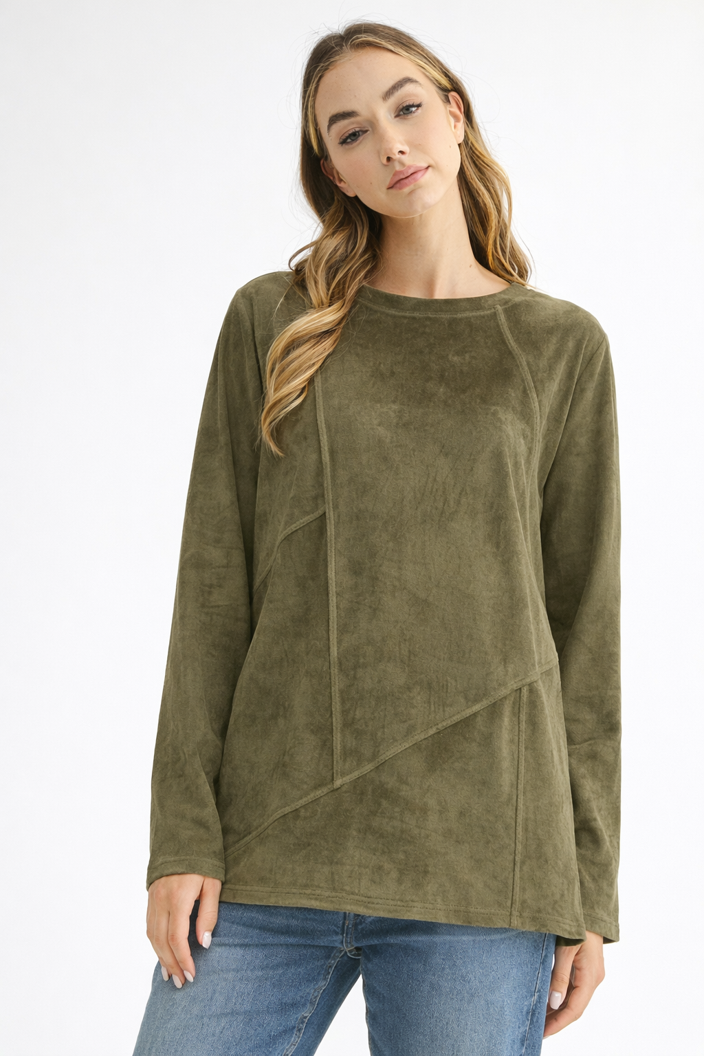 Aldis Stretch Suede Stitched Top