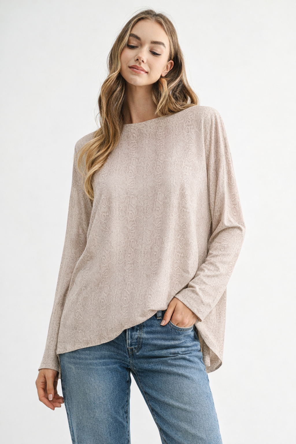 Ailith Stretch Suede Animal Print Top