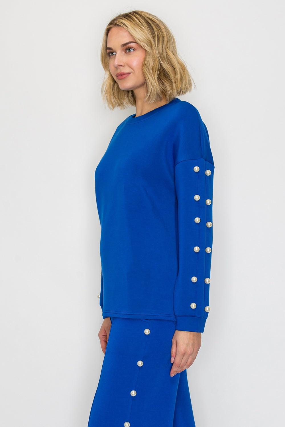 Katri Stretch French Scuba Pearl Top