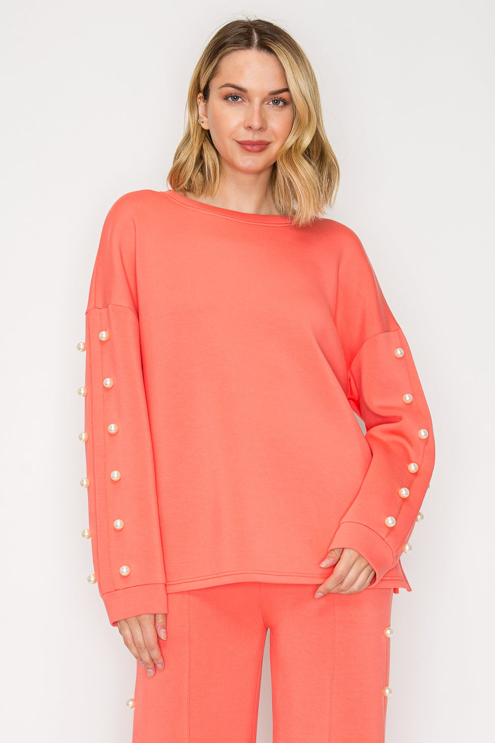 Katri Stretch French Scuba Pearl Top