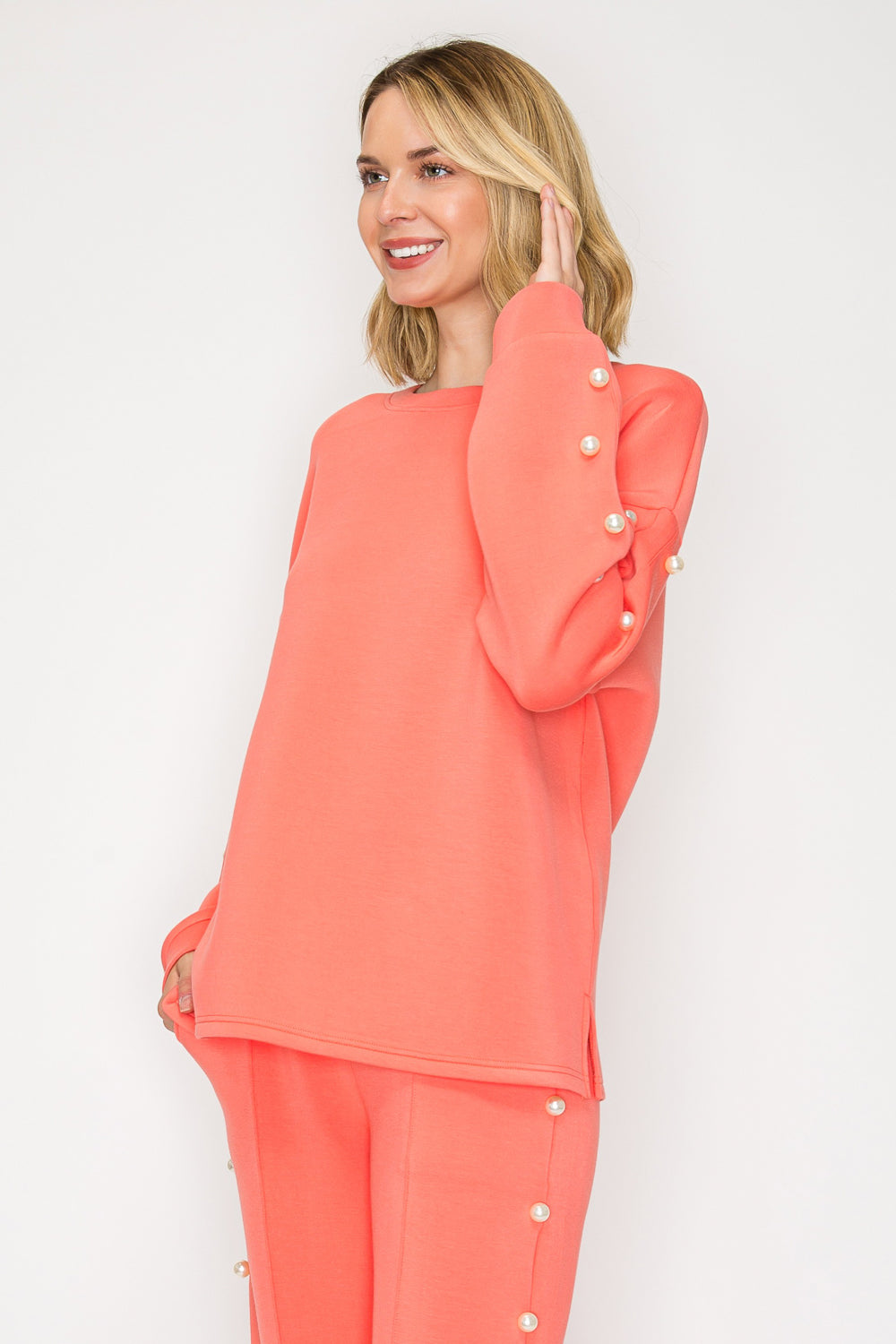 Katri Stretch French Scuba Pearl Top