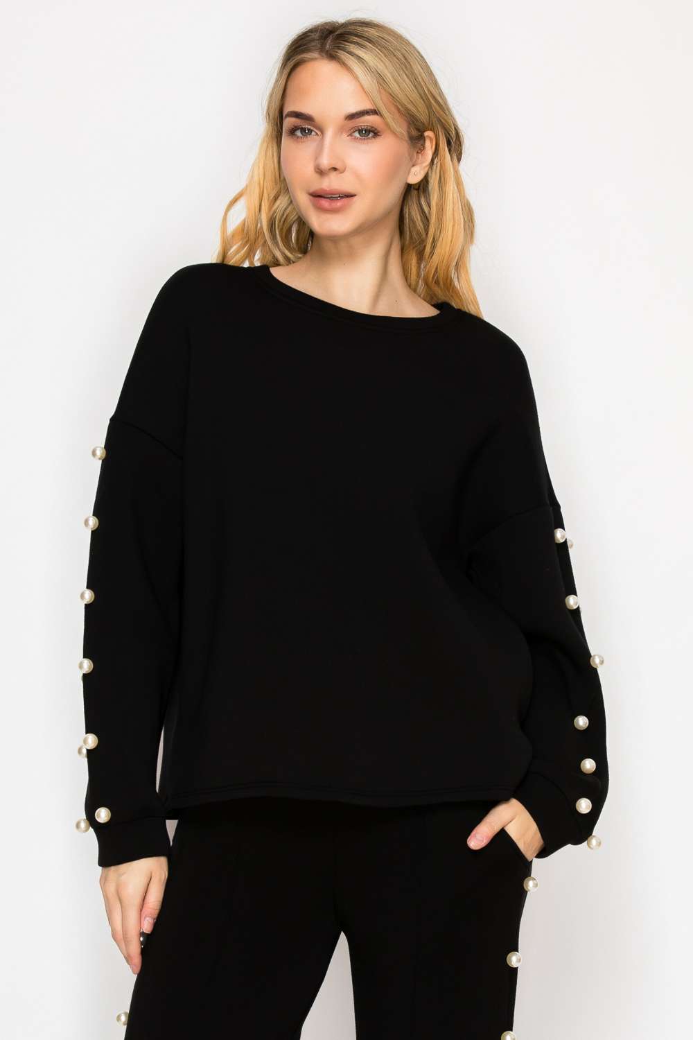 Katri Stretch French Scuba Pearl Top