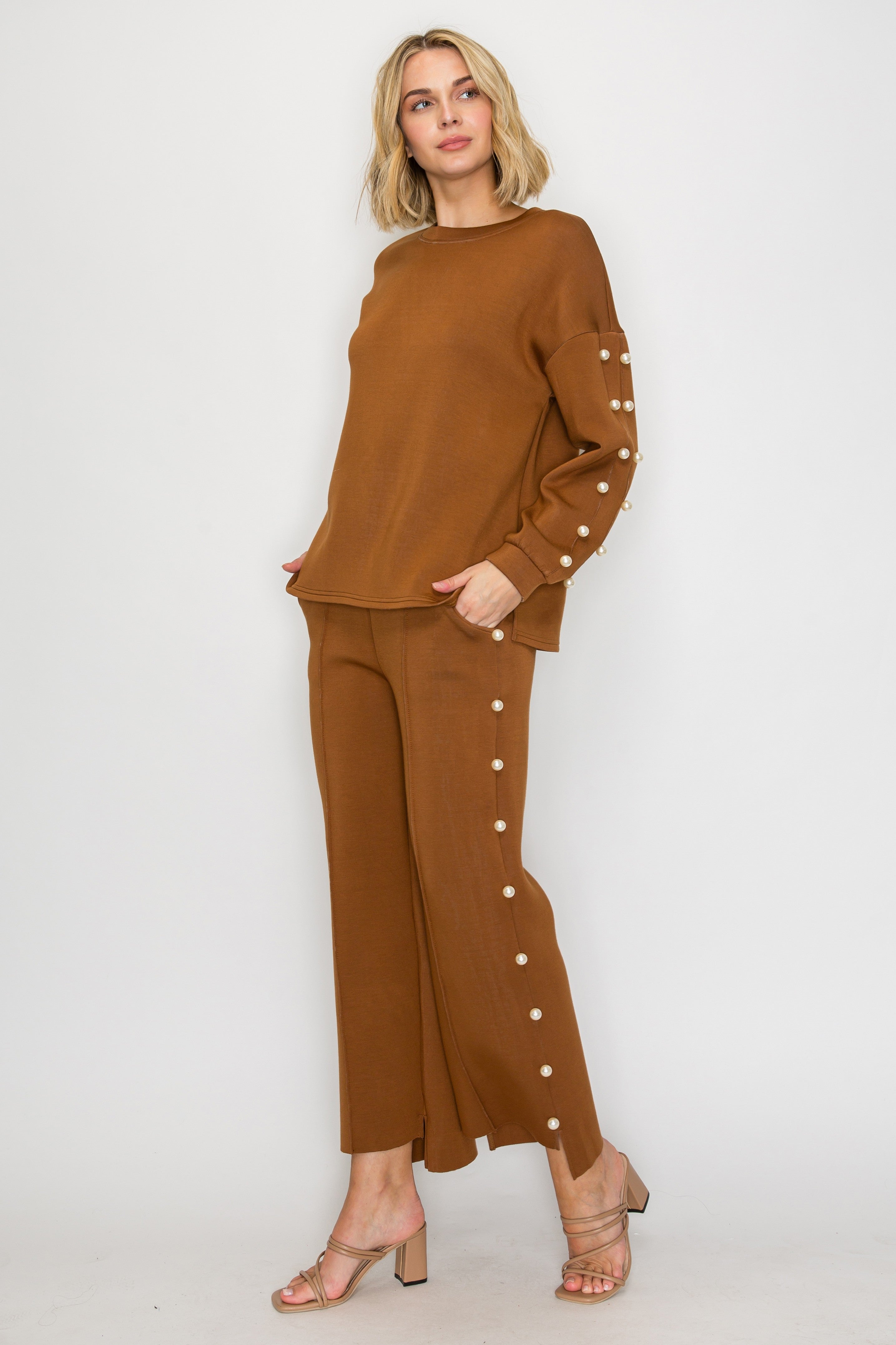 Katri Stretch French Scuba Pearl Top