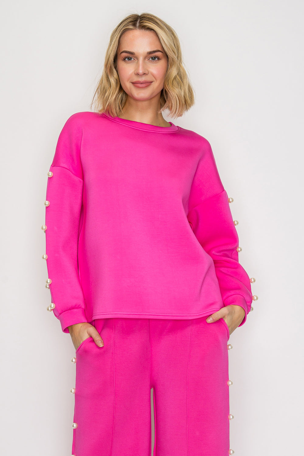 Katri Stretch French Scuba Pearl Top