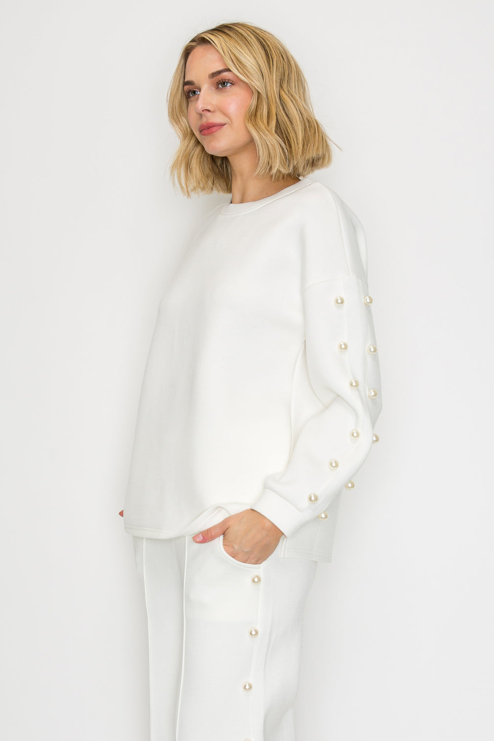 Katri Stretch French Scuba Pearl Top