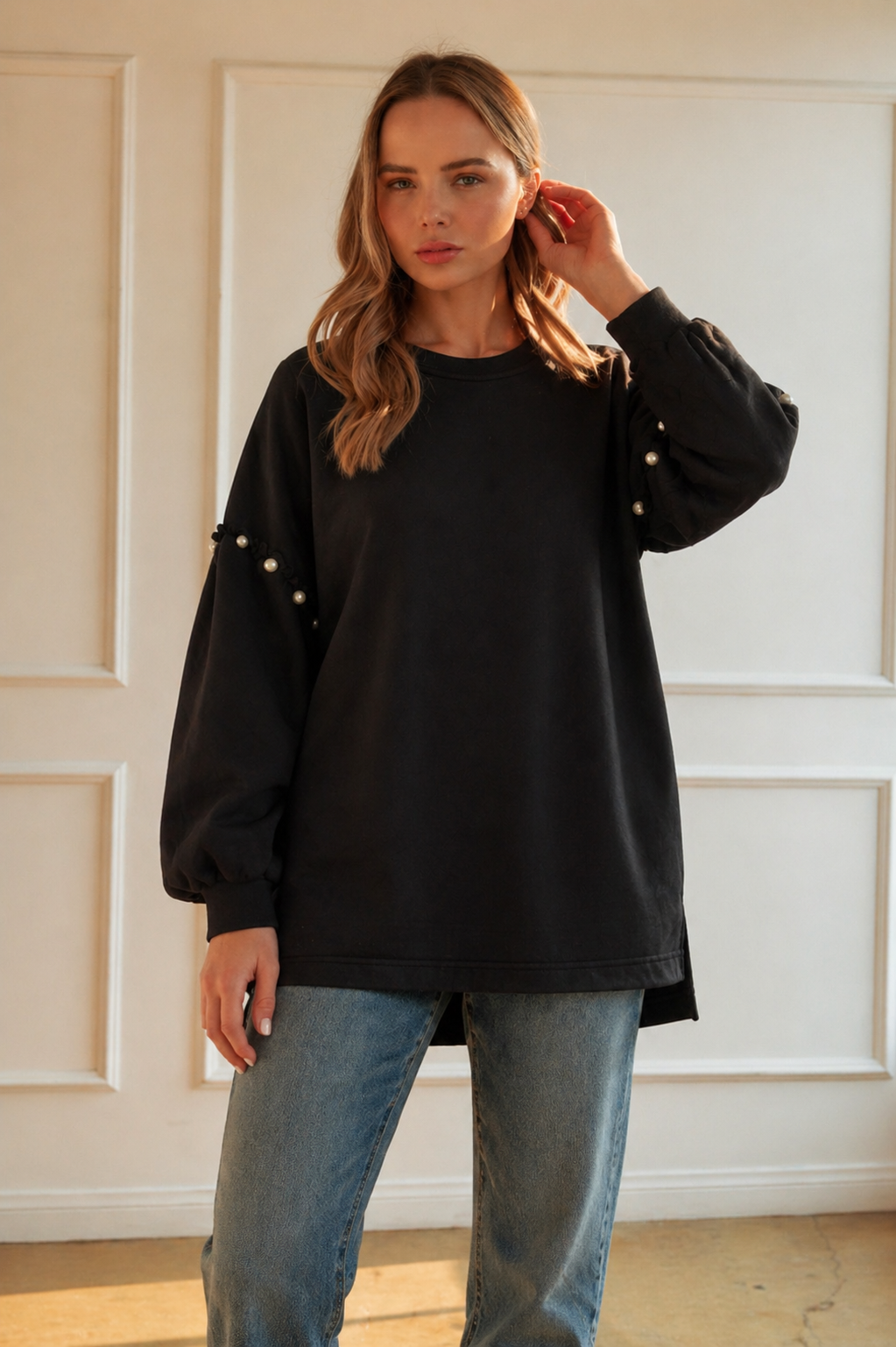 Keda Stretch French Scuba Pearl Top