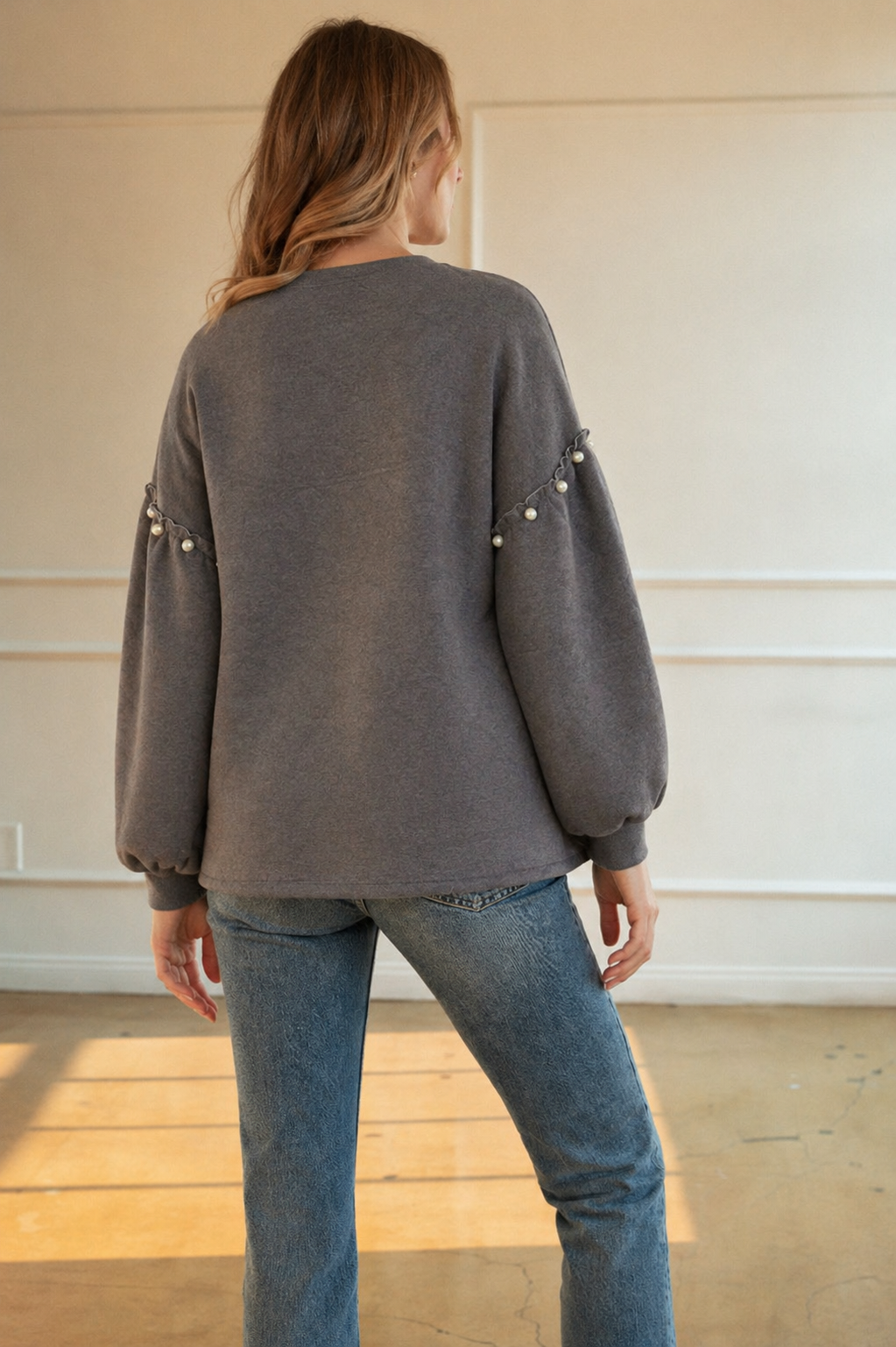 Keda Stretch French Scuba Pearl Top