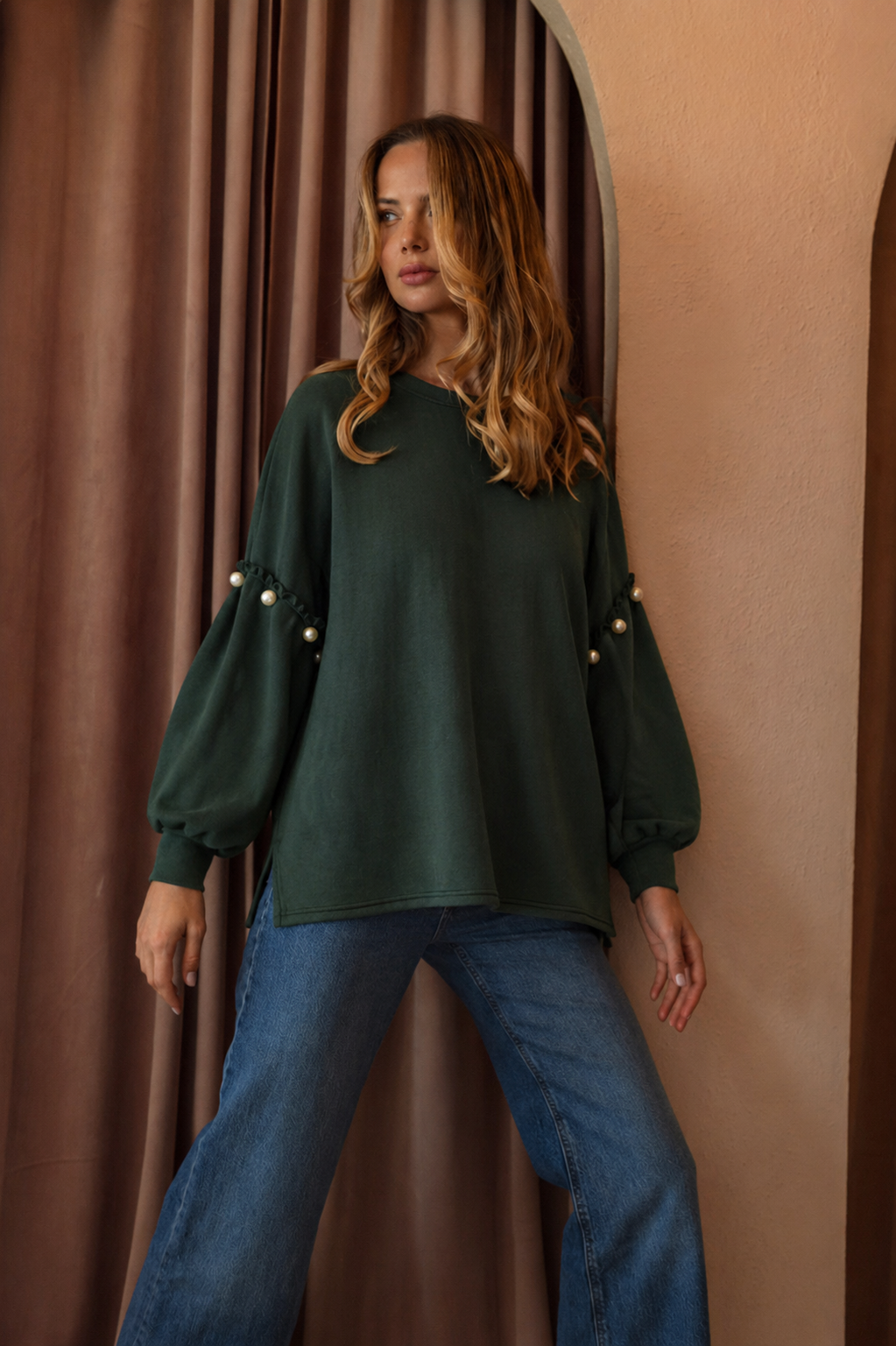 Keda Stretch French Scuba Pearl Top