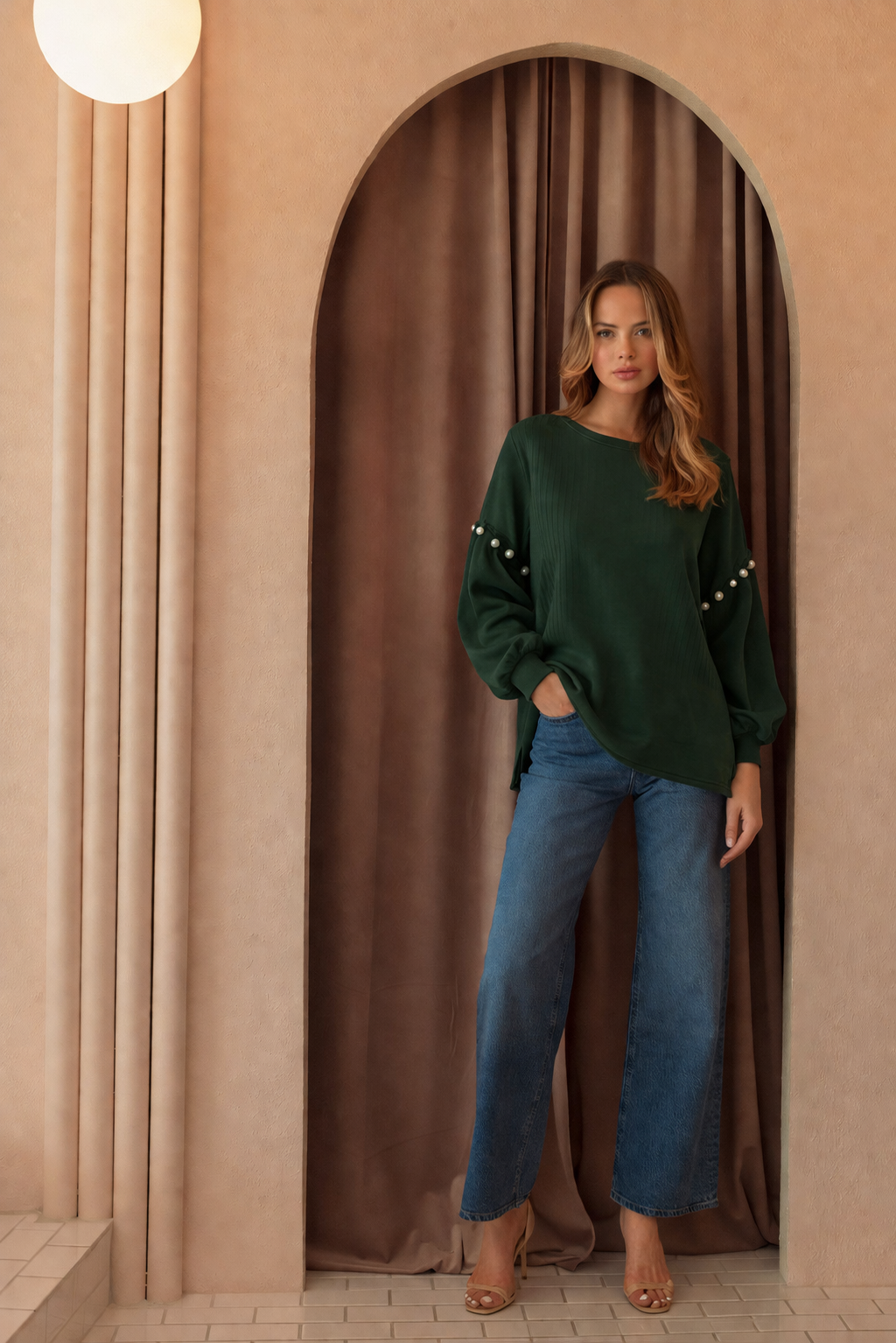 Keda Stretch French Scuba Pearl Top