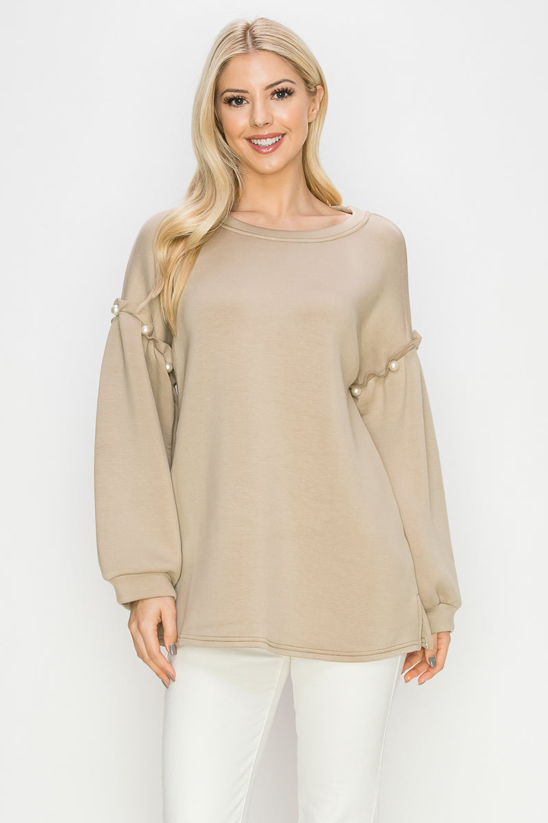 Keda Stretch French Scuba Pearl Top