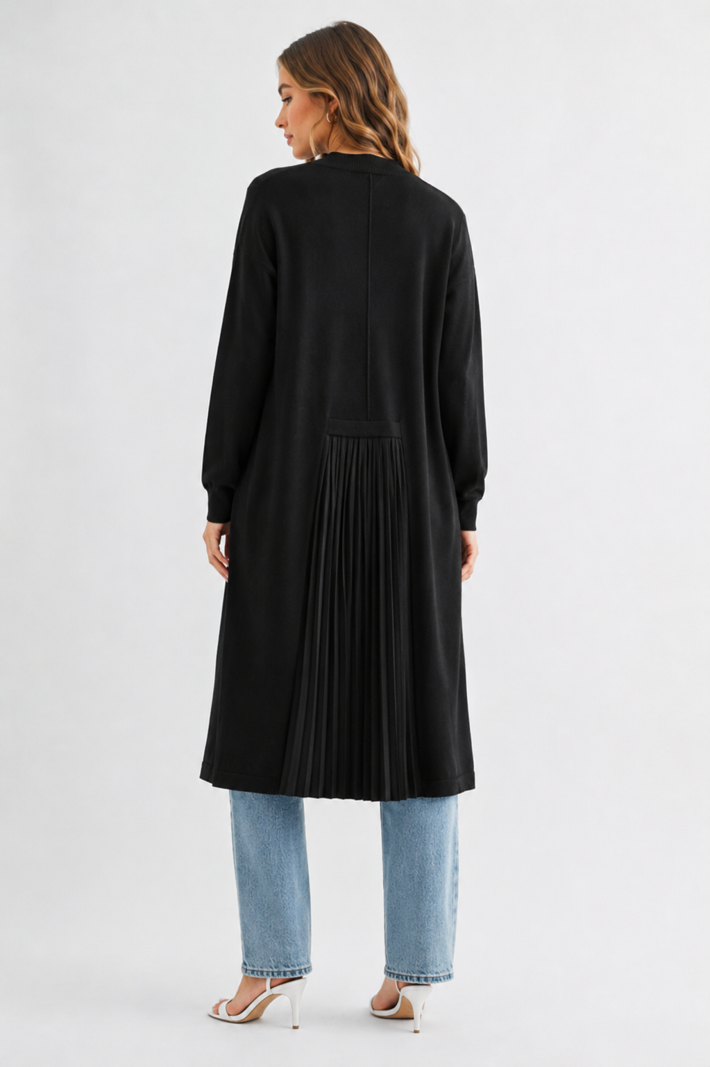 Sandy Sweater Knitted Cardigan with Pleating