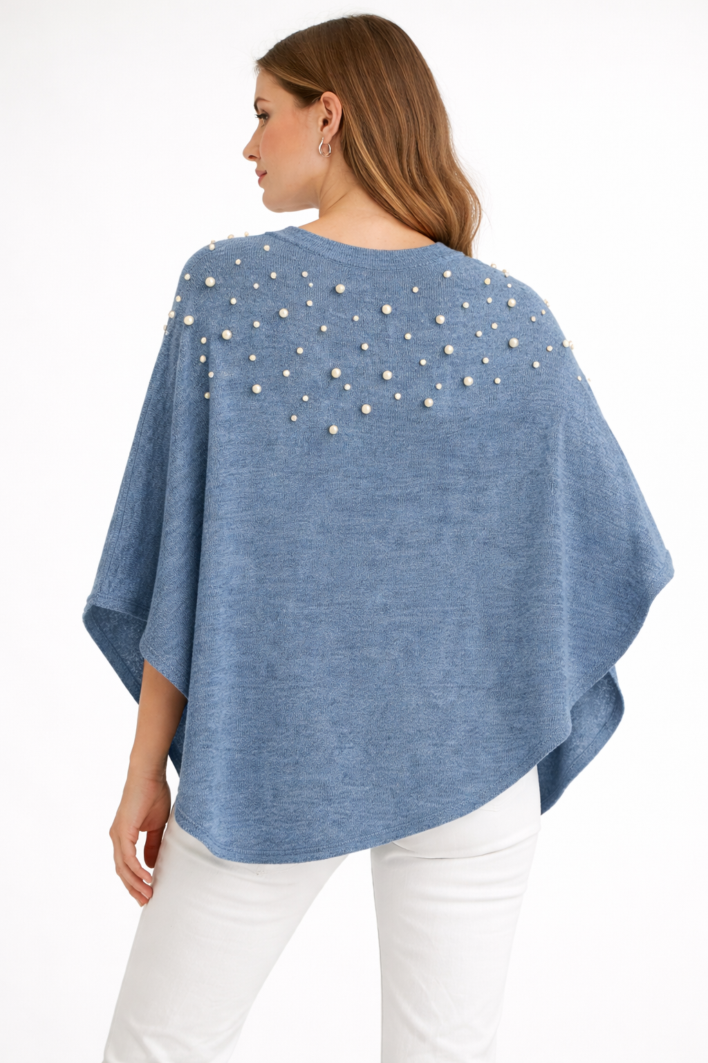 Shelia Stretch Knit Pearl Poncho