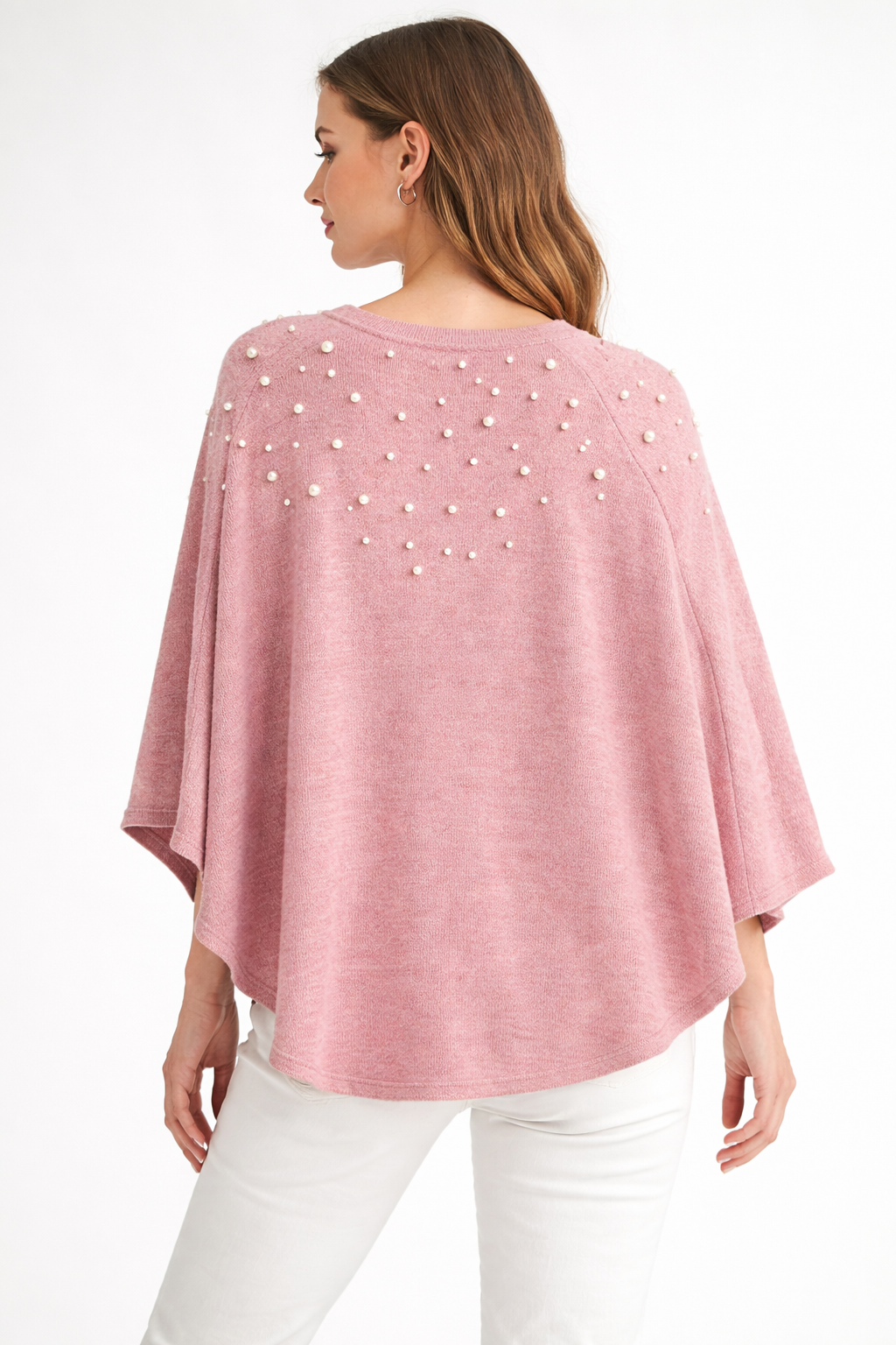 Shelia Stretch Knit Pearl Poncho
