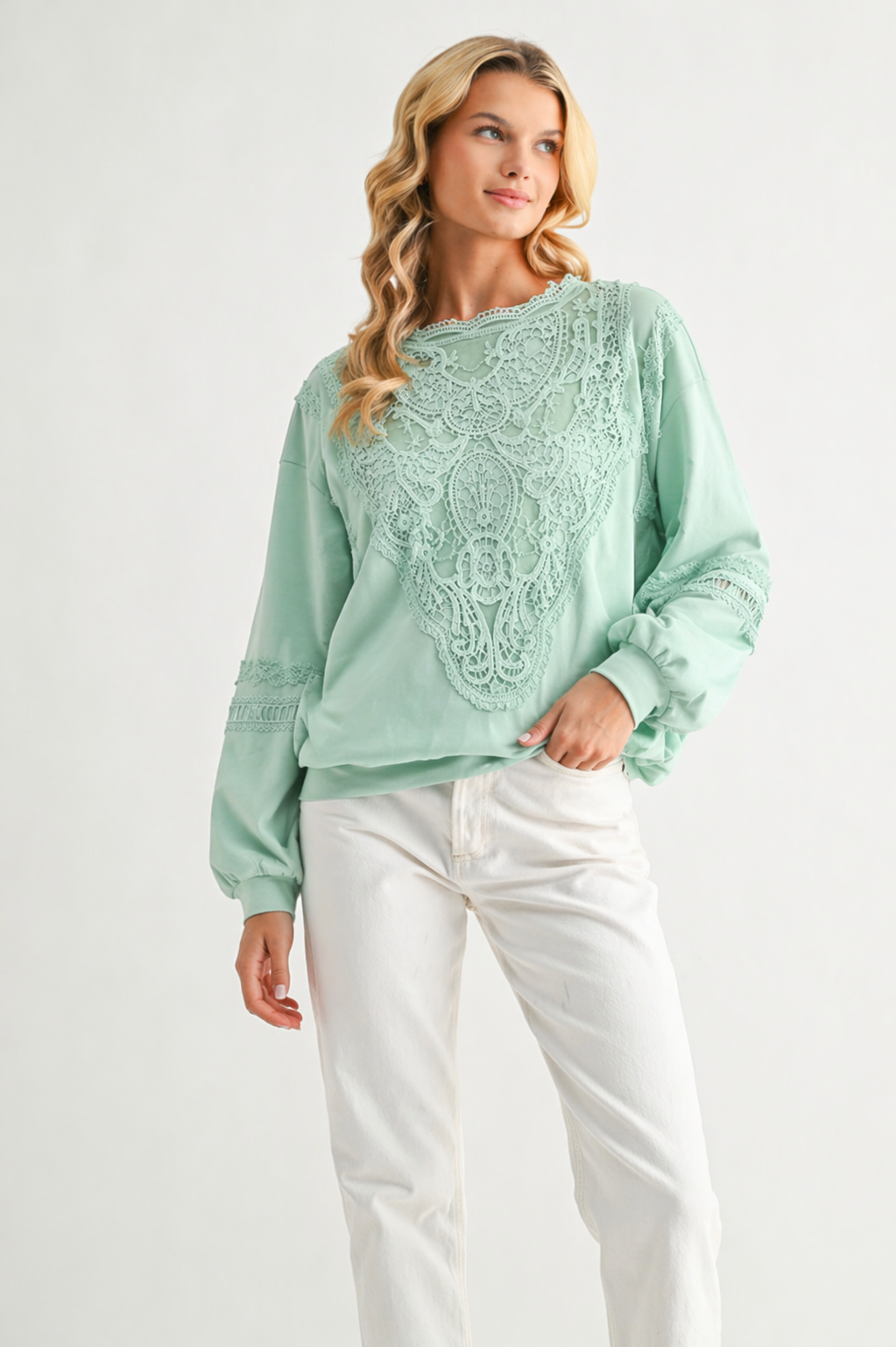 Rabiah Stretch Pointe Knit with Lace