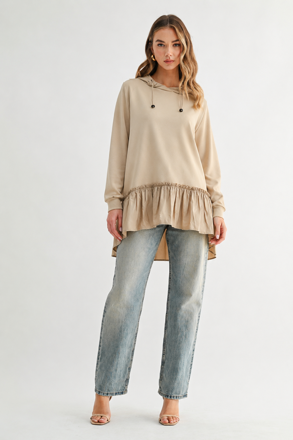 Fabria Stretch French Scuba Hoodie Top