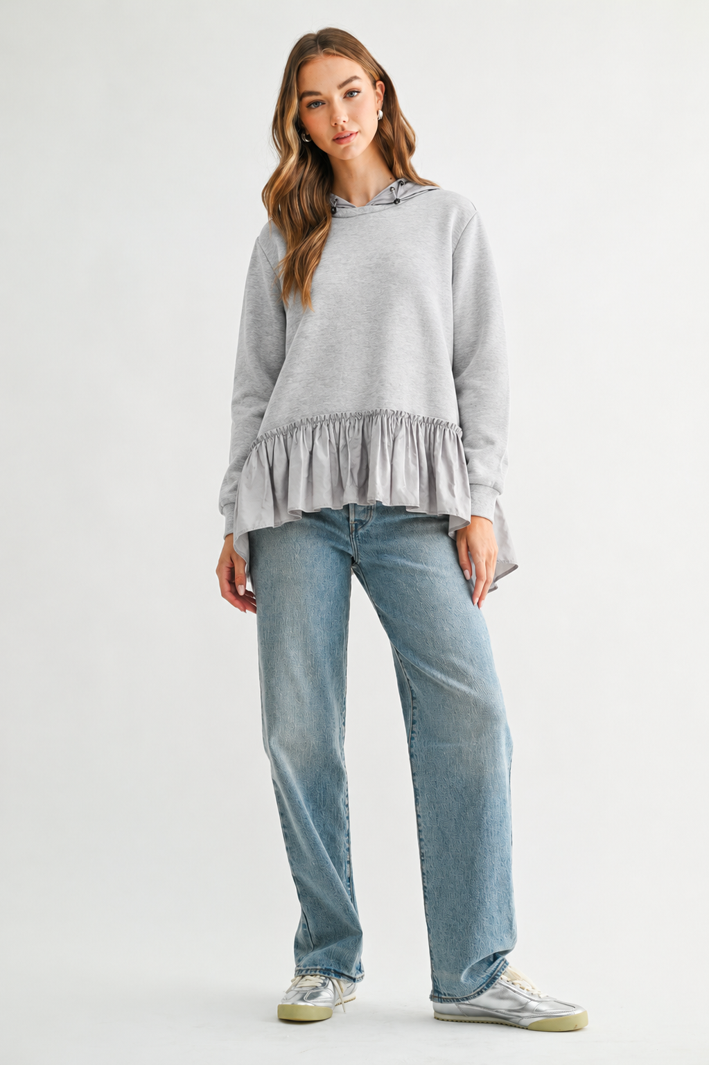 Fabria Stretch French Scuba Hoodie Top