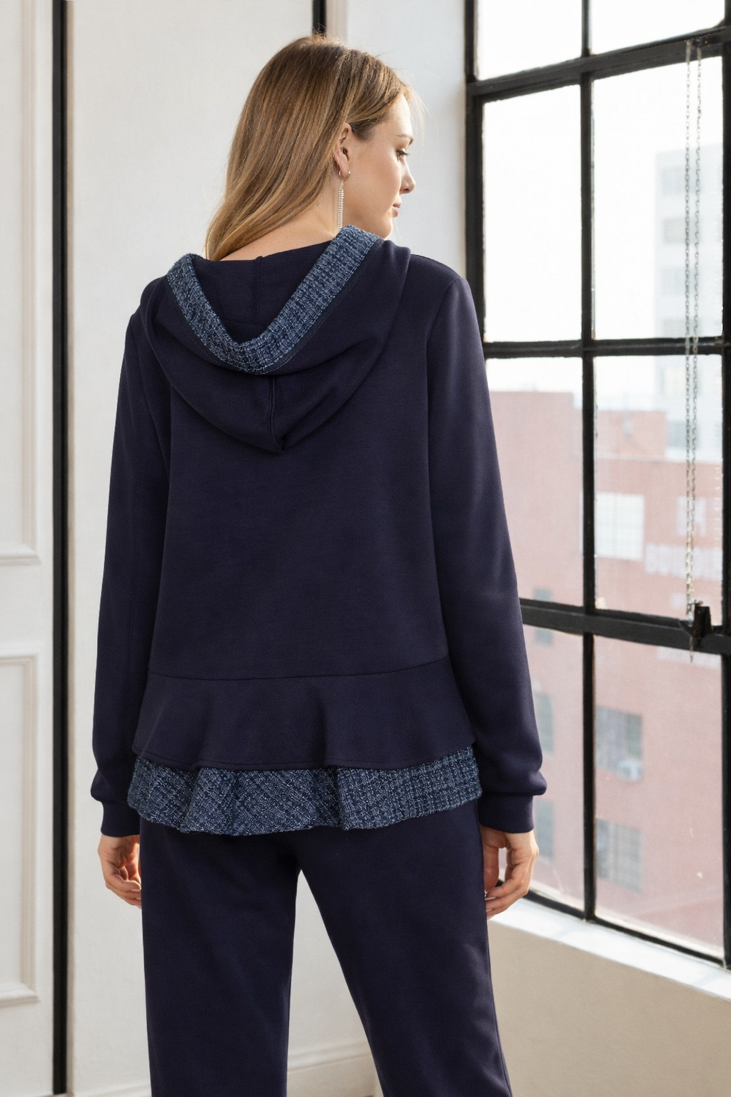 Faiza Stretch French Scuba with Tweed