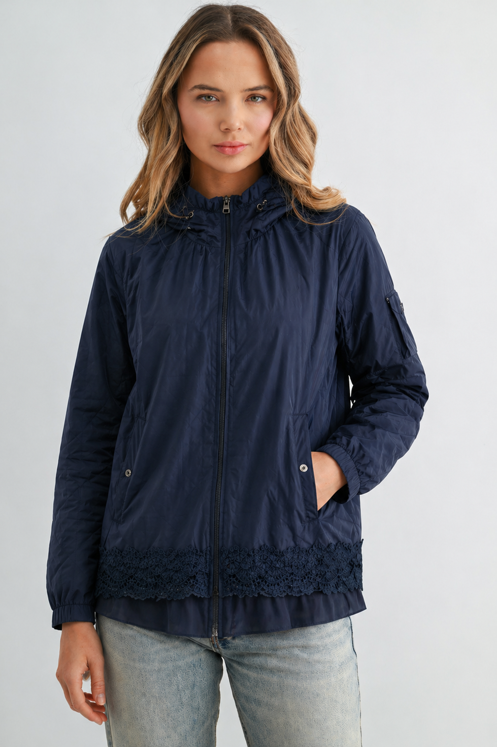 Jadis Woven Windbreaker Jacket with Hoodie