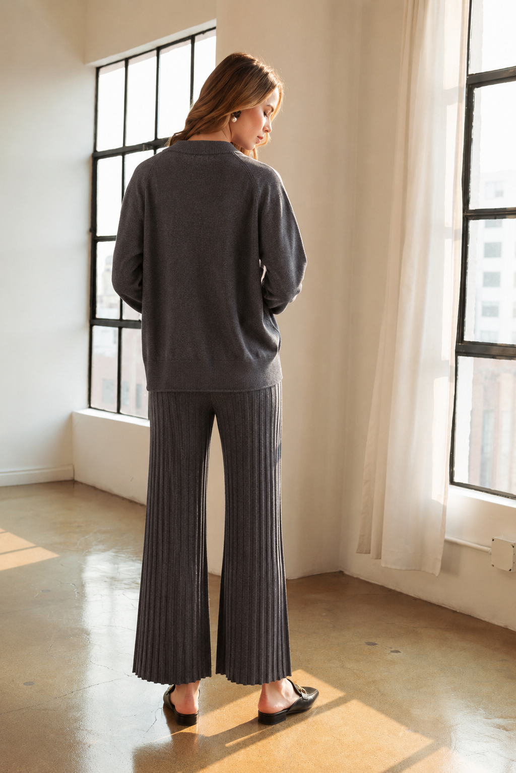 Selie Stretch Knitted Ribbed Pant