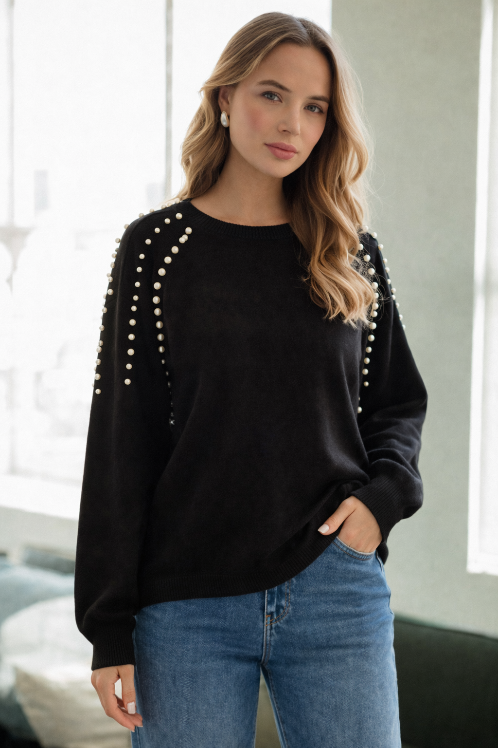 Suze Knitted Sweater with Pearls