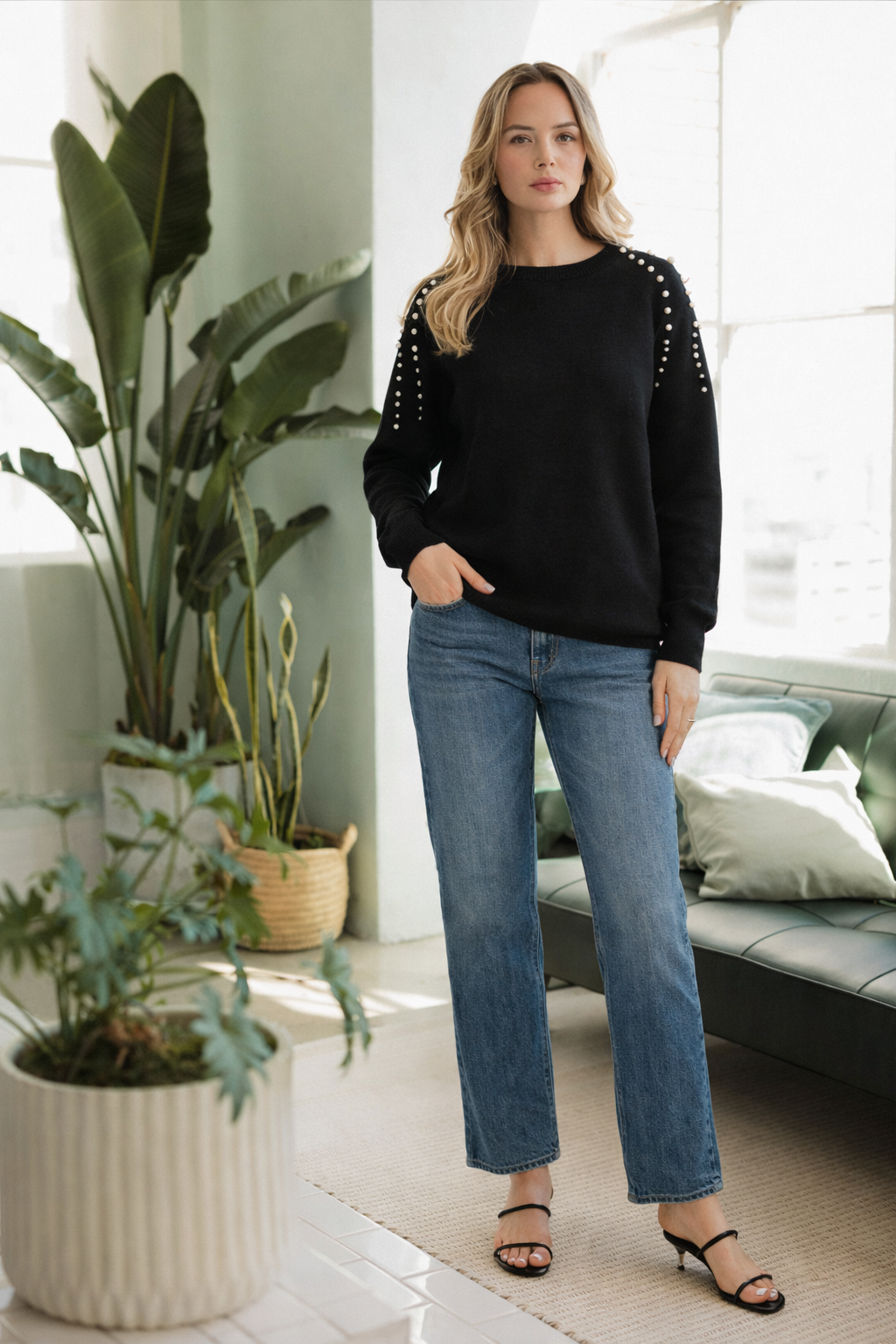 Suze Knitted Sweater with Pearls