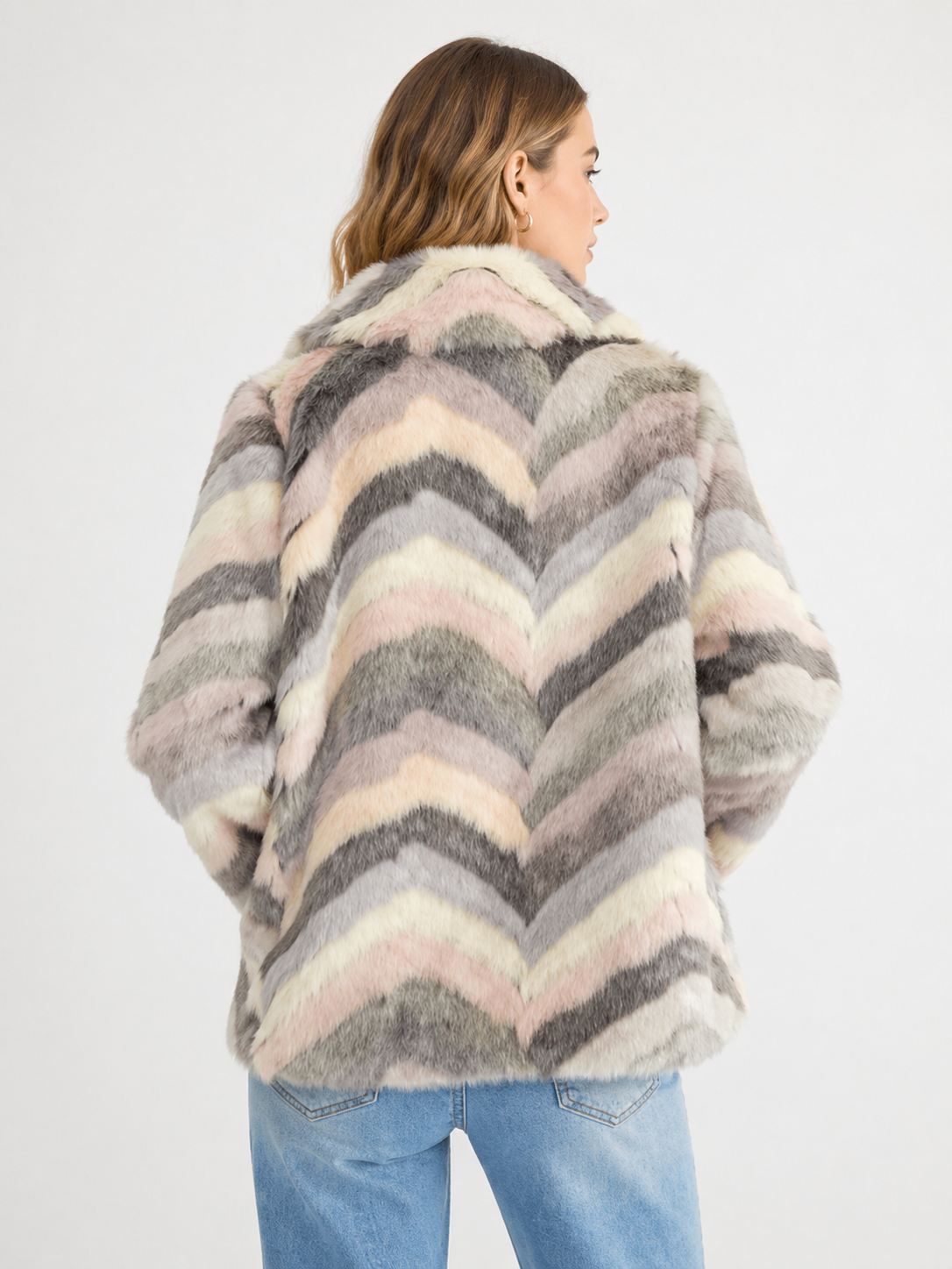 Jonna Chevron Fur Jacket