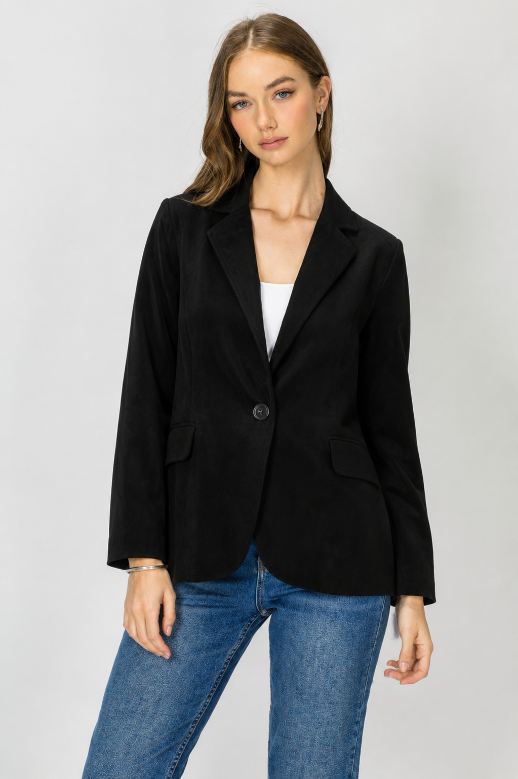 Amy Stretch Suede Blazer Jacket
