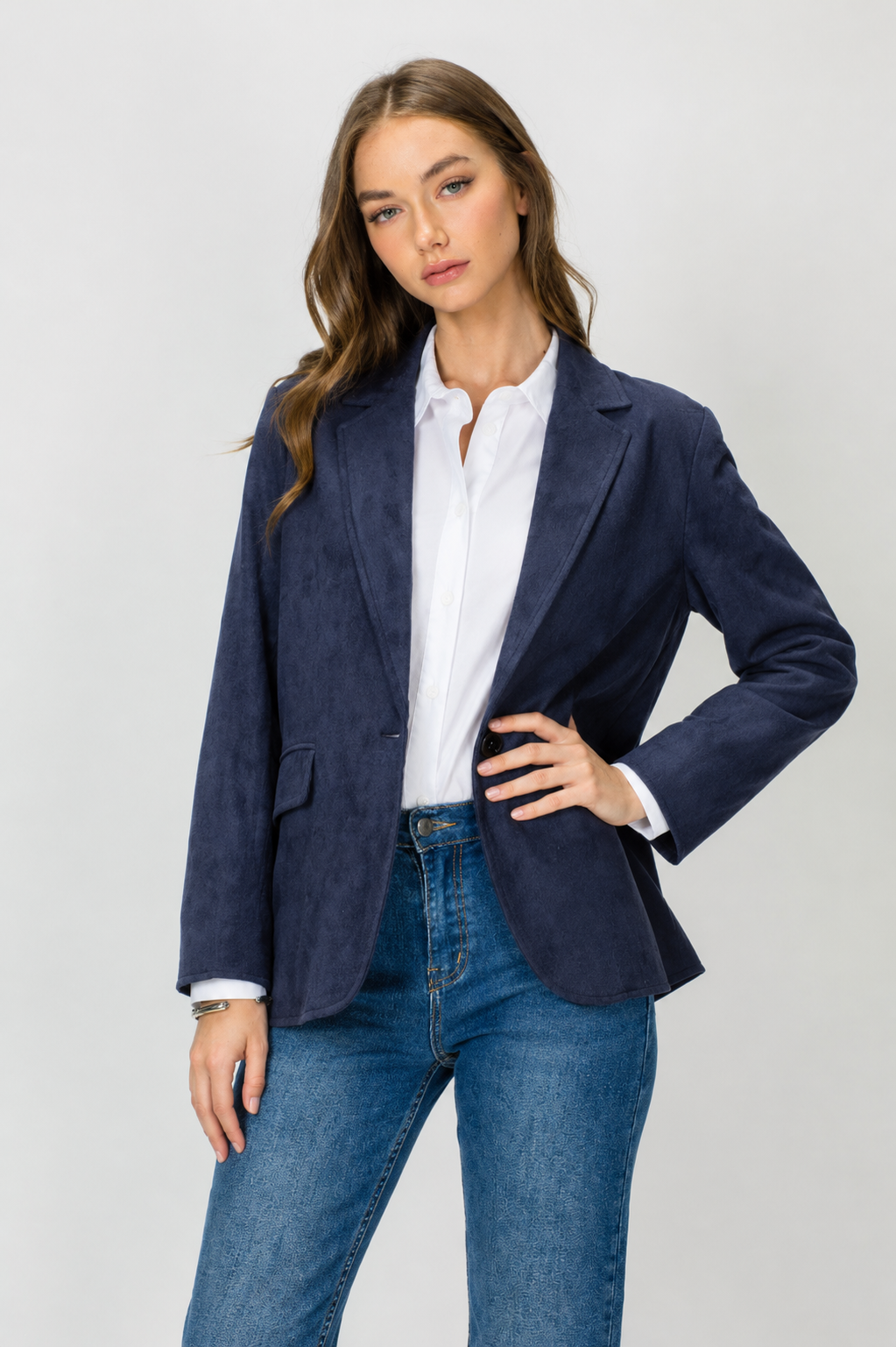 Amy Stretch Suede Blazer Jacket