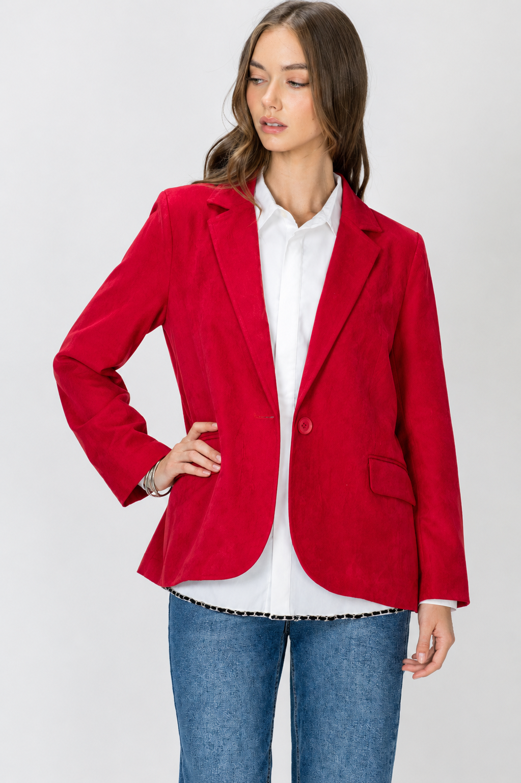 Amy Stretch Suede Blazer Jacket