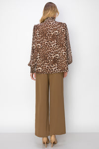 Winnie Animal Print Ruffled Top